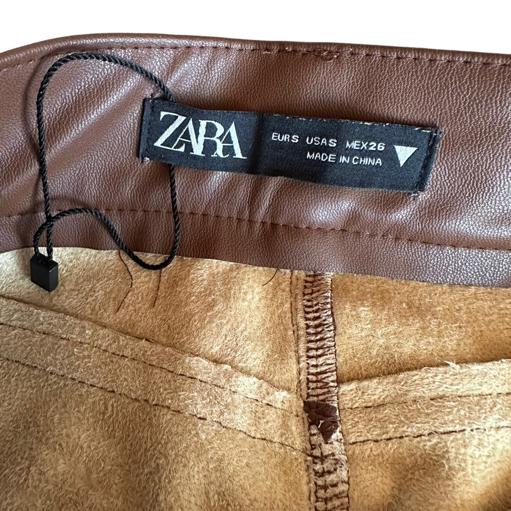 Zara Leather Pants, Woman Size S, Brown - Picture 6 of 8